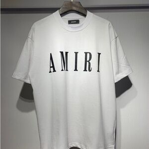 AMIRI White Short-Sleeve Tee with Black Logo